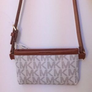 Small White and Brown Logo Micheal Kors Purse